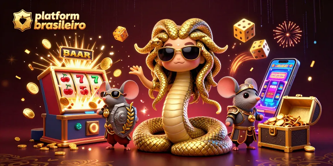 Spin and win with platform brasileiro's thrilling 3D casino illustration featuring vibrant characters and games.