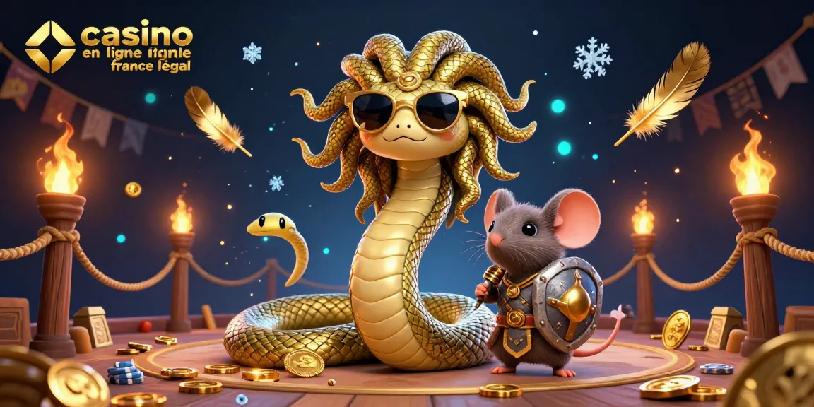 Interagissez avec la scène vibrante d'un casino en ligne france légal avec Méduse et une souris guerrière.
