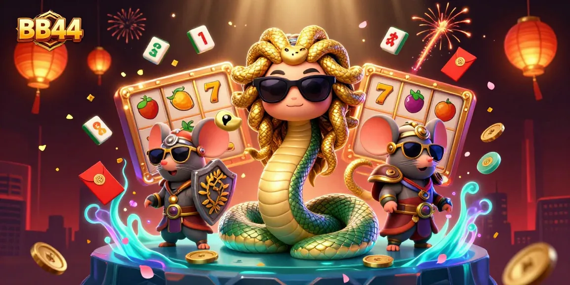Experience thrilling gameplay with BB44, featuring a lively casino scene with vibrant characters and game elements.