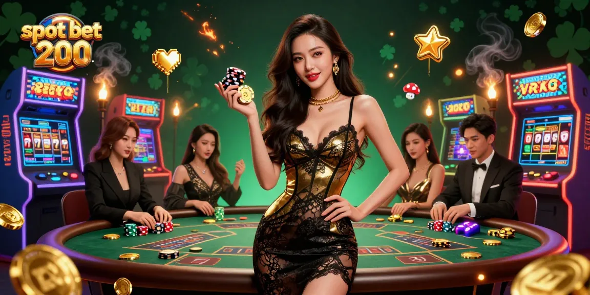 Watch a glamorous Asian woman at a VIP baccarat game celebrating her slot bet 200 wins with golden chips.