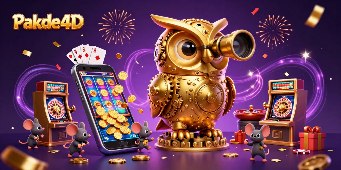 Engage in thrilling casino action with Pakde4D's vibrant 3D illustration of a golden owl and playful mice.