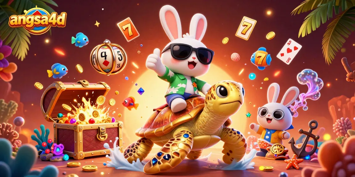 Explore angsa4d with a lucky rabbit and sea turtle in a vibrant casino-themed underwater scene.