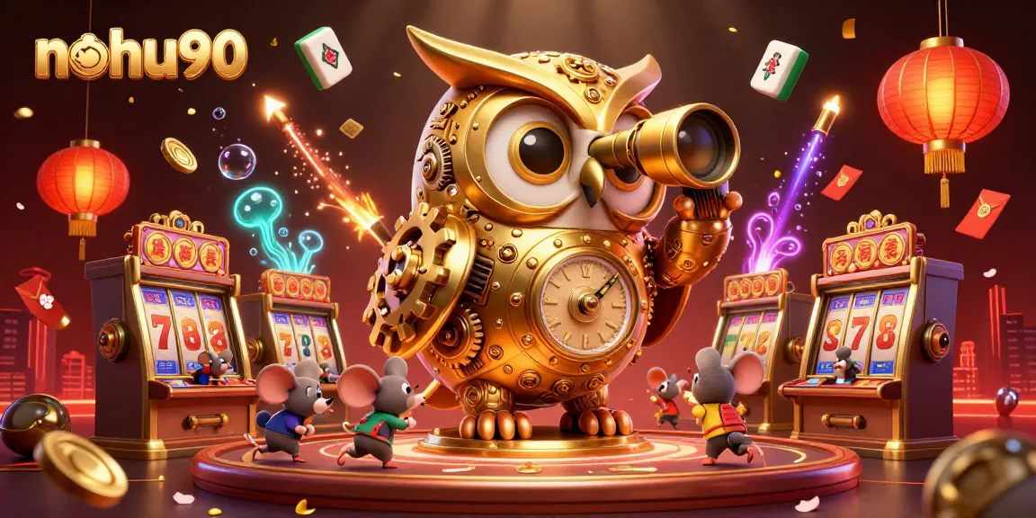 Experience the exhilarating atmosphere of nohu90 with engaging themes of slots and gaming excitement in a vibrant casino scene.