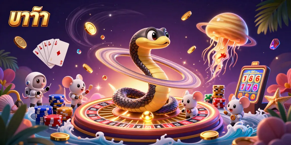 Experience the excitement of บาคาร่า as mouse astronauts engage in cosmic betting, surrounded by vibrant casino elements.