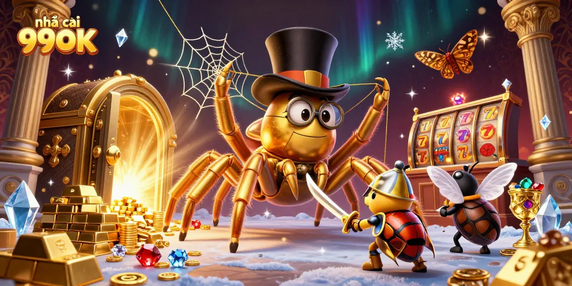 Engage with the thrilling world of nhà cái 99OK in a vibrant 3D casino scene featuring fabulous treasures and characters.