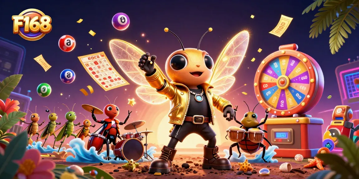 Experience thrilling entertainment at F168 with dynamic lottery elements and vibrant gaming characters.