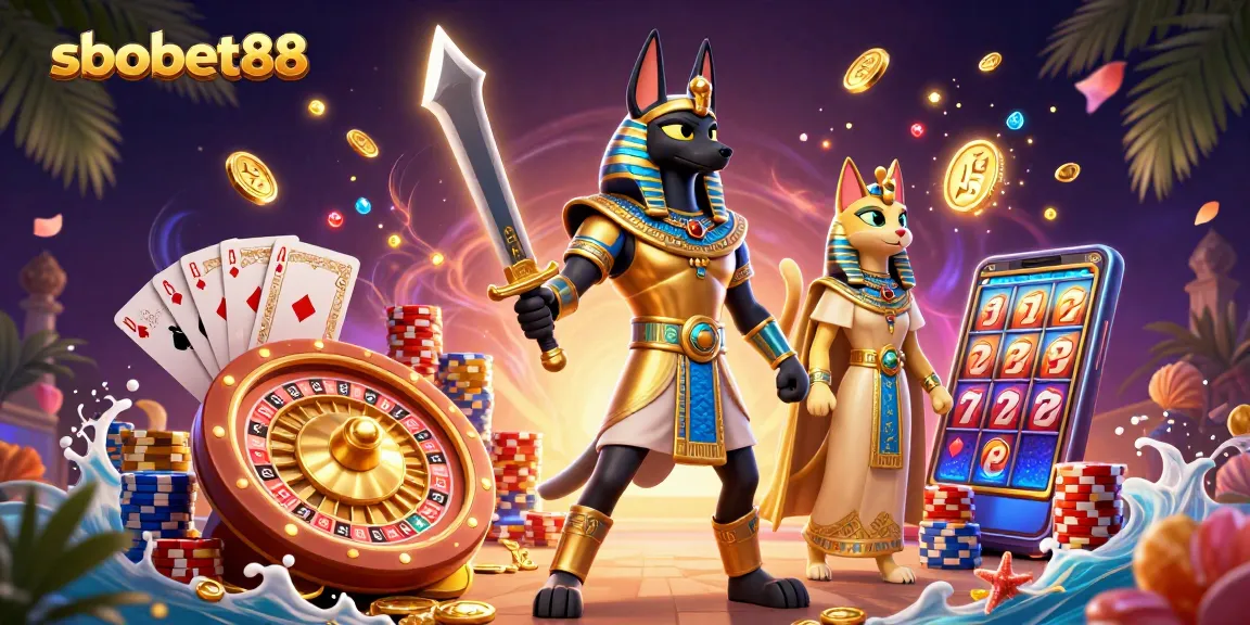 Experience the excitement of sbobet88 with dynamic betting action featuring ancient characters and casino elements.