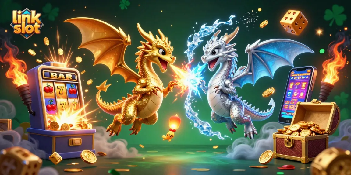 Experience thrilling gameplay with the link slot characters in a dynamic casino scene.