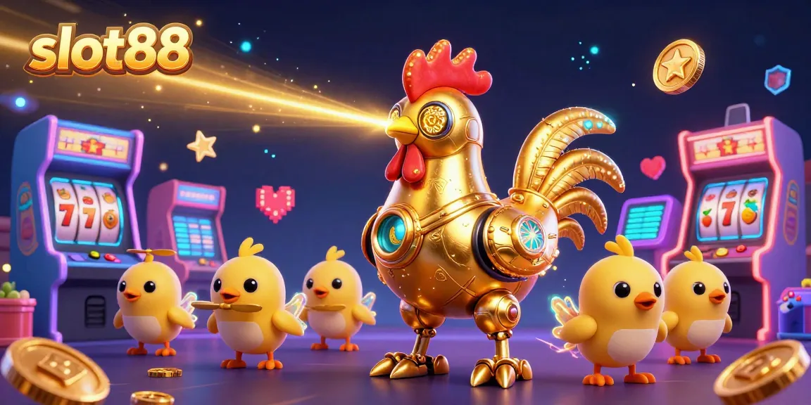 Experience thrilling slot88 games with exciting characters and colorful arcade visuals in a vibrant casino scene.