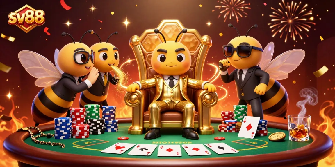 Experience sv88 excitement with a dynamic poker scene featuring colorful chips and characters.