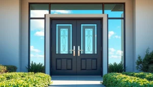 Install a stunning single leaf double swing door that enhances your home's style and functionality.