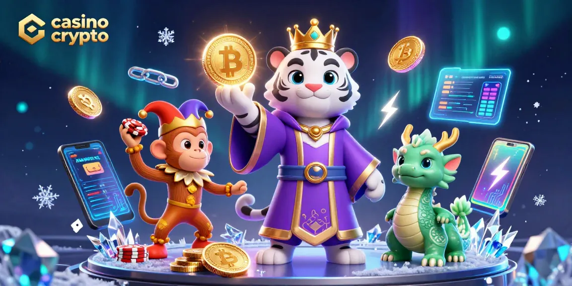 Profitez de l'excitation d'un casino crypto avec des personnages captivants jonglant avec des jetons.