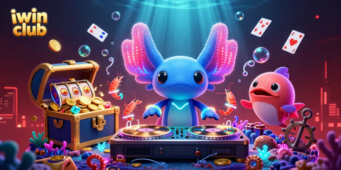 Experience the vibrant excitement of iwin club with animated underwater casino-themed characters.