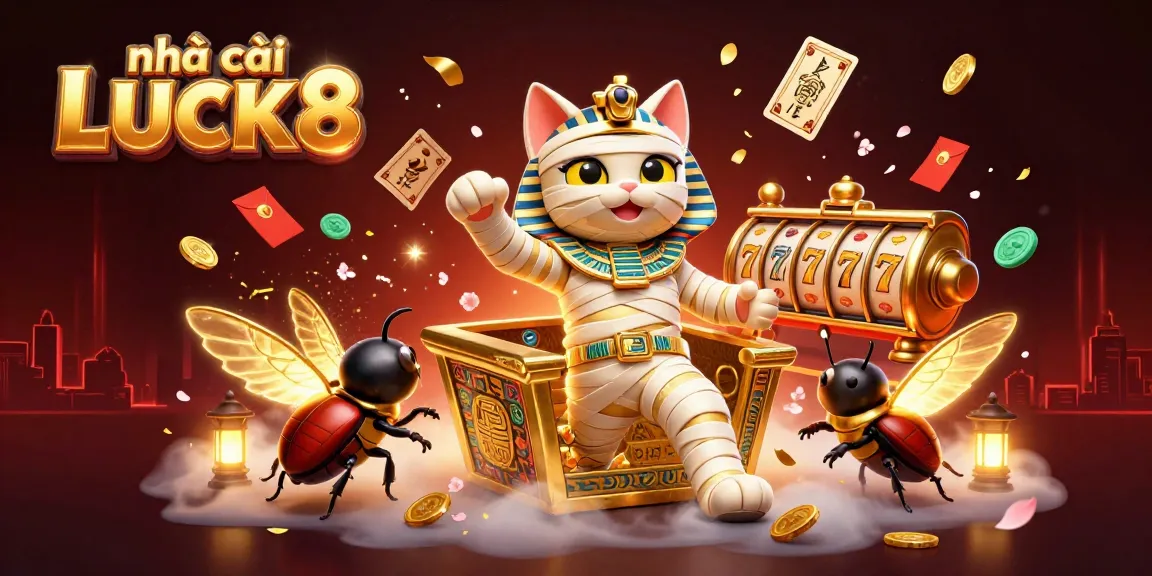 Experience the thrill of nhà cái LUCK8 with a thrilling 3D casino scene featuring vibrant elements.