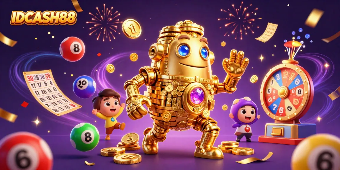 Engage with IDCASH88's thrilling gaming experience featuring a colorful casino illustration.