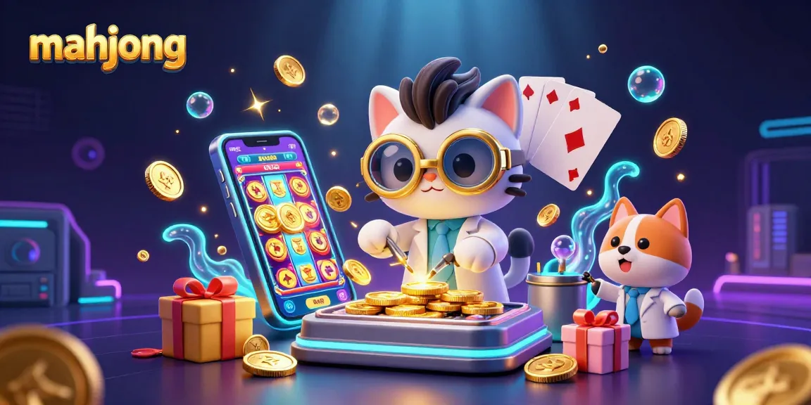Engage in thrilling mahjong action with colorful slot games and sparkling golden coins in this vibrant casino scene.