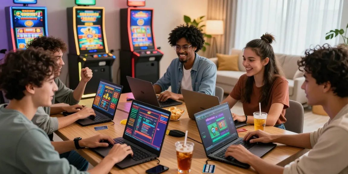 Dynamic gaming moment showcasing friends playing at casinos that accept credit cards with vibrant visuals and engaging interaction.