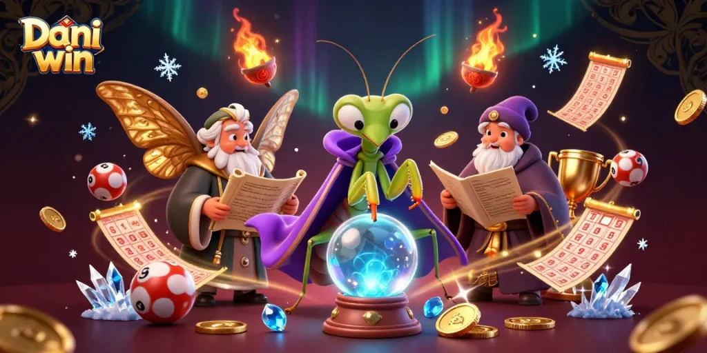 Dhani win engaging players with lottery games, crystal balls, and dynamic characters in a vibrant 3D scene