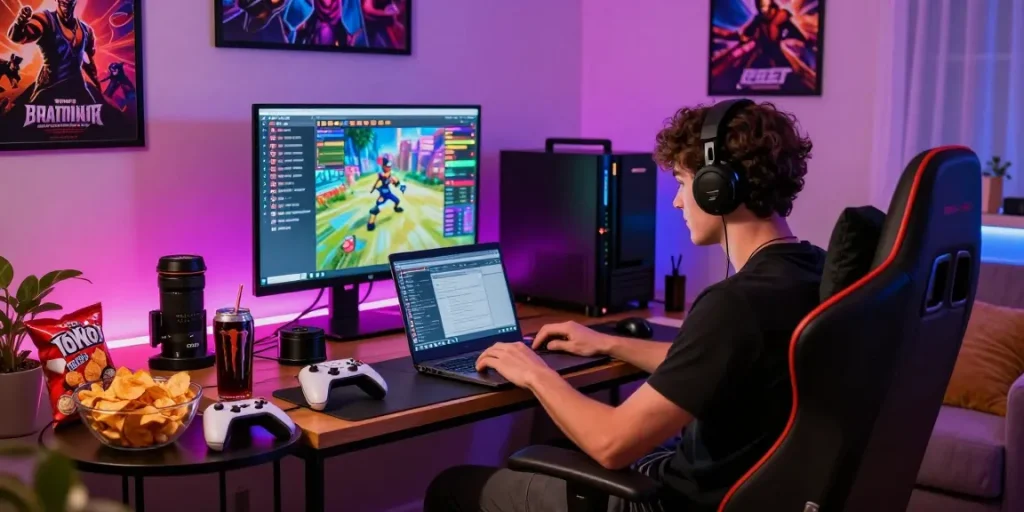 토토사이트 gaming setup with vibrant atmosphere and engaging decor