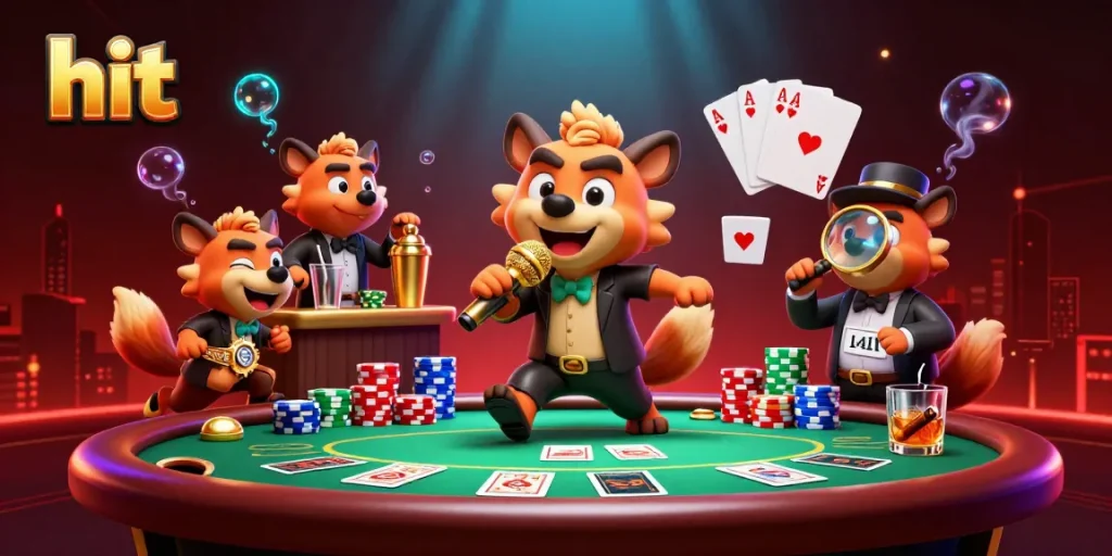 Hyenas in a vibrant comedy casino scene, showcasing hit gaming elements and exciting interactions.