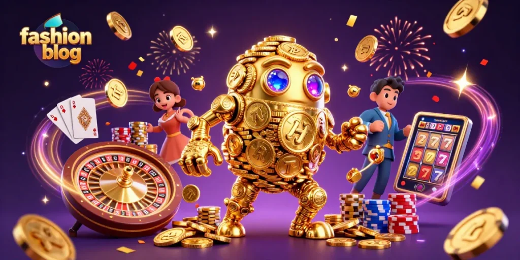 Experience winning moments in this dynamic fashion blog casino illustration.