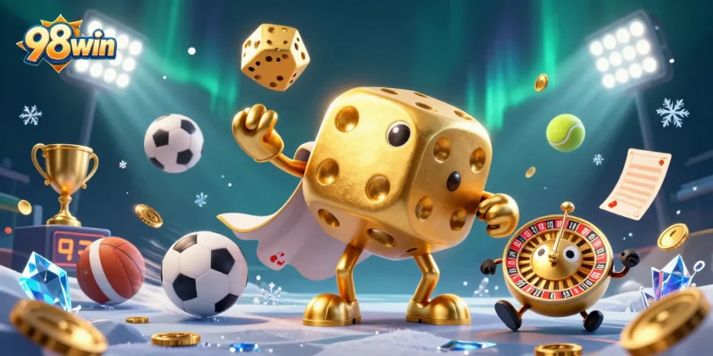 Experience thrilling gambling action with 98win's vibrant online casino elements.