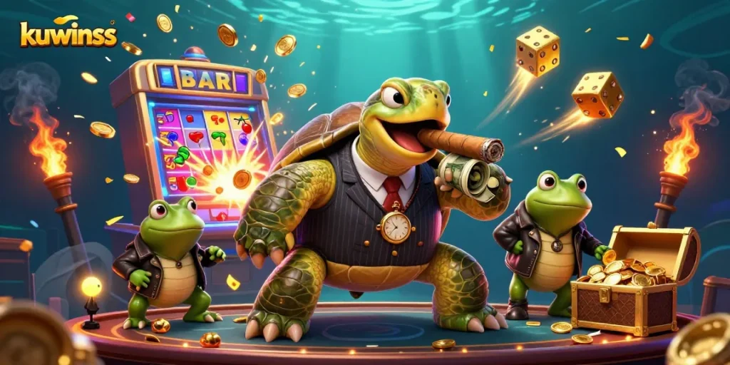 Experience thrilling action at kuwinss, with vibrant slot machines and charming enforcers.